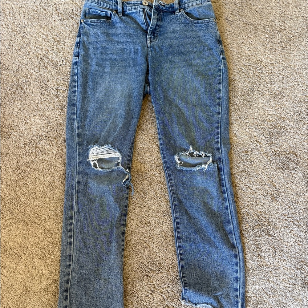 Style & Co. High Rise Distressed Blue Jeans
